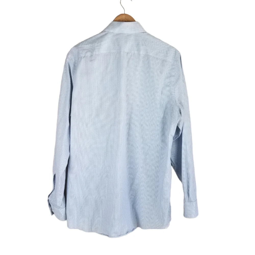 Michael Kors Blue Geometric Abstract Print Button Up Long Sleeve Dress Shirt - Picture 5 of 9